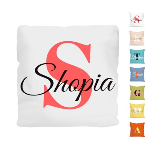LalatiFy Custom Pillow Case Cover, Personalized Pillowcase Name Monogram Design, Throw Pillowcover with Initial Name Customized Meaningful Gift for Birthday