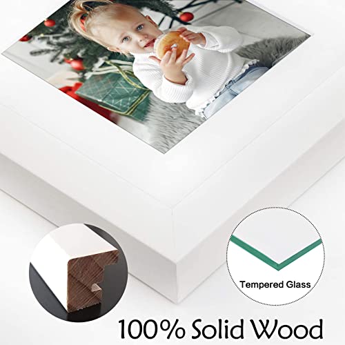 Golden State Art, 6X6 White Photo Frame-Display Photos 4X4 With White Mat Or 6X6 Without Mat - Solid Wood, Real Glass, Set Of 4 (Wall Display) #TOP2