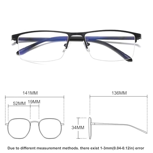 Image of Anti Blue Light Glasses Metal Frames Rectangle Semi-Rimless Computer Gaming Eye-glasses Clear Lens