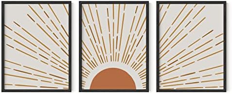 HAUS AND HUES Boho Art, Boho Pictures - Boho Pictures Wall Decor, Boho Posters, Scandinavian Wall Art, Sun Wall Art, Terracotta Wall Art Southwestern Decor Wall Art Mid Century Art (12x16 UNFRAMED)