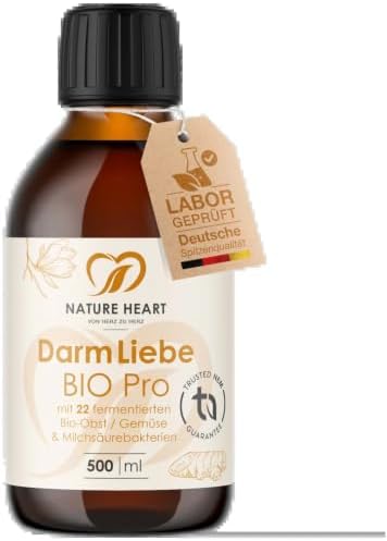 Nature Heart Darm Liebe Pro 500ml – fermentierter Bio Pflanzenkomplex aus 22 Obst-, Gemüse- & Kräutersorten – mit Mikroorganismen – flüssig