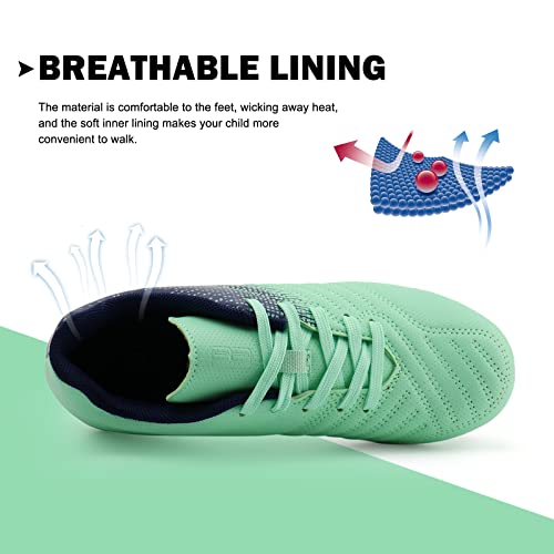 brooman Unisex Child Soccer Cleats Kids Athletic Outdoor Football Shoes (1M,Green Navy) by brooman - Used condition - Image 4