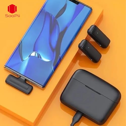 Image of SOOPII Dual Wireless Lavalier Microphone for Android /i-Phone iPad /Type-C Devices | Noise Cancelling Clip-on Mic with Charging Case | Plug & Play Bluetooth Mic for YouTube, Reels, Vlogging, Interviews