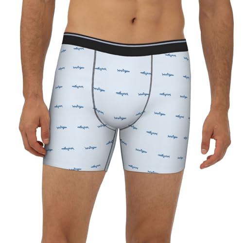 Novastar Boxer long pour homme - Dessin animé Cool Shark_D Sous-vêtements pour homme avec bande élastique, Noir/blanc, XL – vue 6