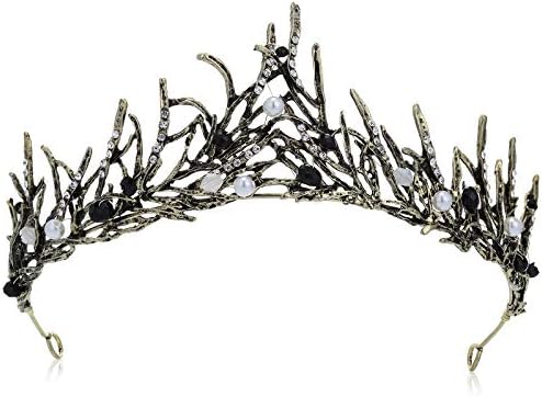 Makone Baroque Queen Crown for Women,Vintage Tiaras with Gemstones Party