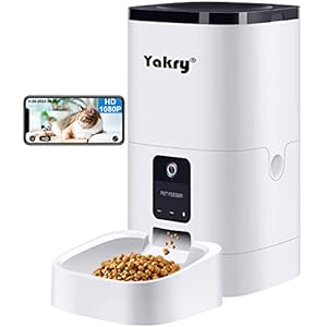 Yakry Automatic Dog Feeder with Camera – 6L/25 Cups Smart Cat Feeder with Timer 2-Way Audio HD 1080P Cam Night Vision – 2.4G WiFi Pet Food Dispenser with App Control