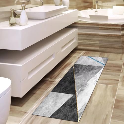 Alfombra larga para cocina y pasillo transitable con base gris moderna 4