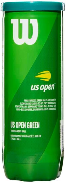 Wilson US Open Tournament Transition Tennis Balls (Choose from Green, Orange or Red Dot Training Balls) - 3 Ball Can in Multi-Packs (2-24 Cans Available)