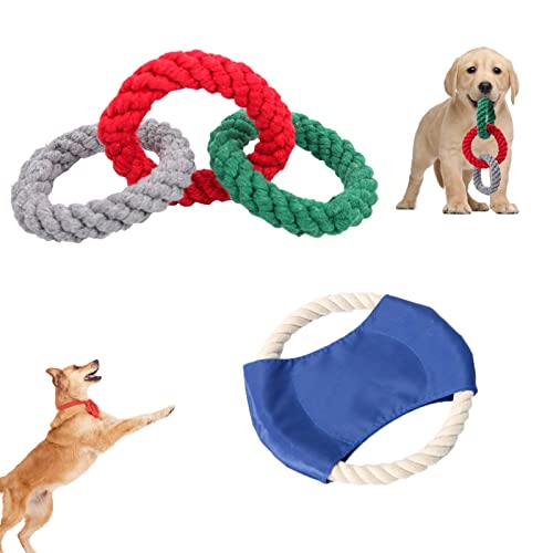 TEKCAM Jouet Interactif En Corde Pour Chien Jouet à Mâcher Pour Chiot Avec Frisbee En Corde De Coton Pour Soulager L'anxiété De Votre Chien Cover