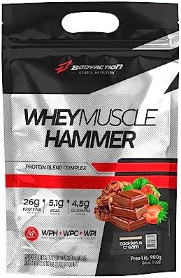 Whey Muscle Hammer 900g Sabor Cookies e Cream Bodyaction