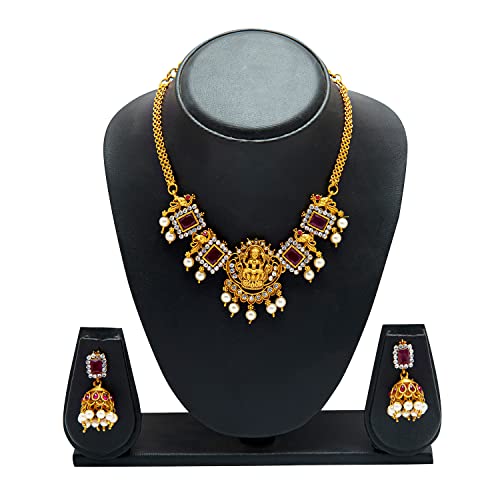 Bodha Traditional Indian Designer Gold Plated Godess Lakshmi Temple Jewellery Choker Necklace With Matching Earring For Women (SJN_69_M) by Bodha - Used condition - Image 5