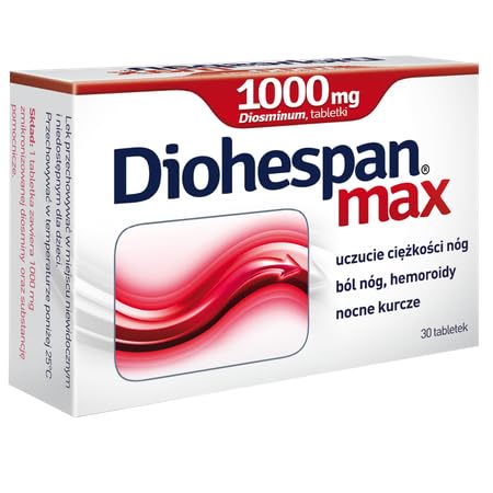 Image of DIOHESPAN MAX 60 Tablets - 1000mg - Swelling Legs Pain Cramps Relief - Spider Varicose Veins Relief
