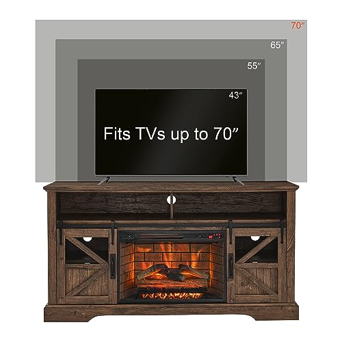 LAYIQDC Electric Fireplace with TV Stand,60\" Traditional Farmhouse Style Electric Hearth, TV Stand and Console Combination, with 5118 BTU Heat Output, CSA/UL Certified 1500W (Brown) - Thumbnail 6