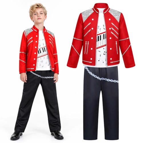 Kids 3PCS Dance Star Costume Boys 80s 90s Pop King Cosplay Outfit Set