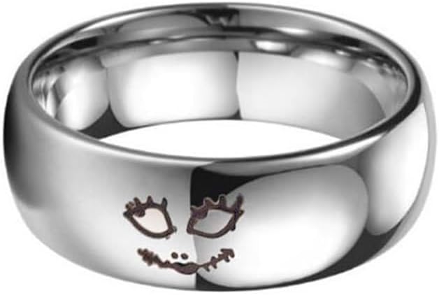 OIDIMS Fashion Matching Wedding Ring for Couple Stainless Steel Band Skellington Statement Jewelry Valentine's Day Anniversary Birthday Promise Gift for Lover