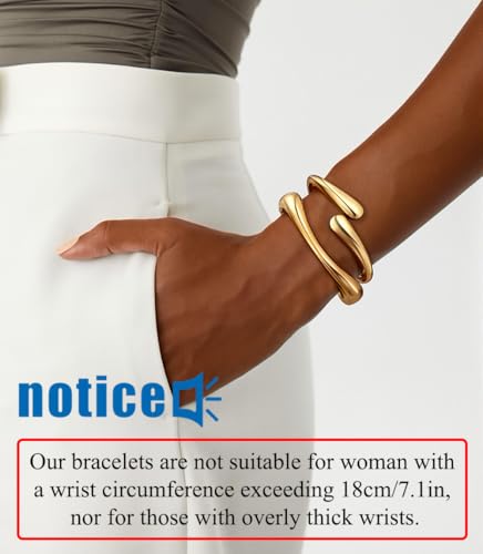 WAINIS 3Pcs Chunky Gold Bangle Bracelets for Women Trendy Wide Wrist Cuff Bracelets Stack Statement Bangle Fashion Jewelry Gift2