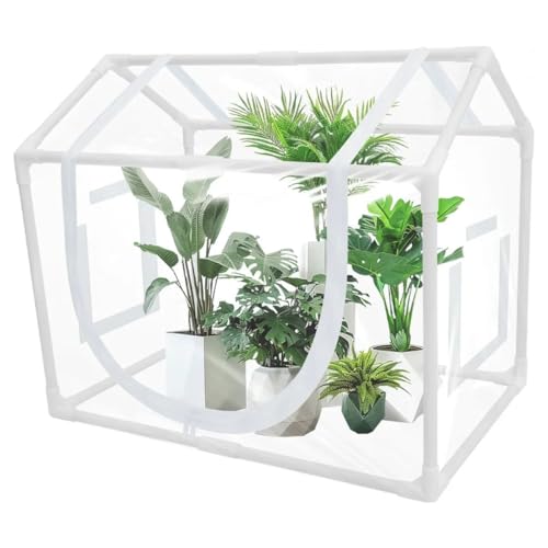 Mini invernadero de 22 x 15 x 14 pulgadas para exteriores e interiores, pequeño invernadero con puertas de entrada con cremallera enrollable, plástico impermeable verde para jardines, protege las