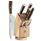 KYOKU Kitchen Knife Set with Block, Japanese 440C Stainless Steel 7pc Knife Block Set, Daimyo Series