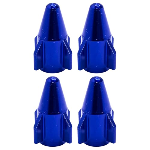cyclingcolors 4 x Tapas para Válvula Rocket de Aluminio para Válvula Schrader para Bicicleta, Motocicleta, Coche, Quad y E-Scooter, Azul