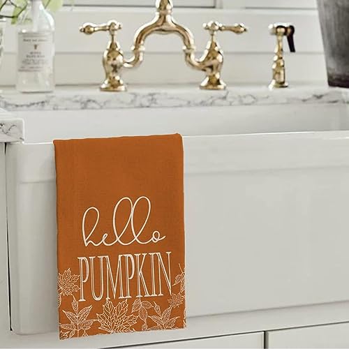 Fall Dish Towels For Fall Decor Watercolor Pumpkin Maple Leaves Kitchen Towels 18X26 Inch Buffalo Plaid Autumn Thanksgiving Ultra Absorbent Bar Drying Cloth Tea Sign Hand Towel For Cooking Set Of 2 #TOP5