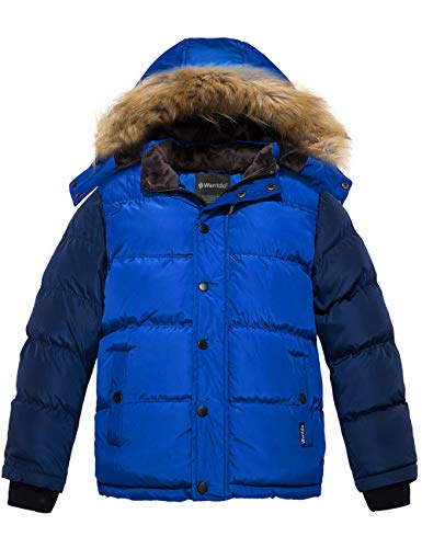Wantdo Boy's Water Repellent Puffer Jacket Thick Winter Coat Windbreaker Blue 8