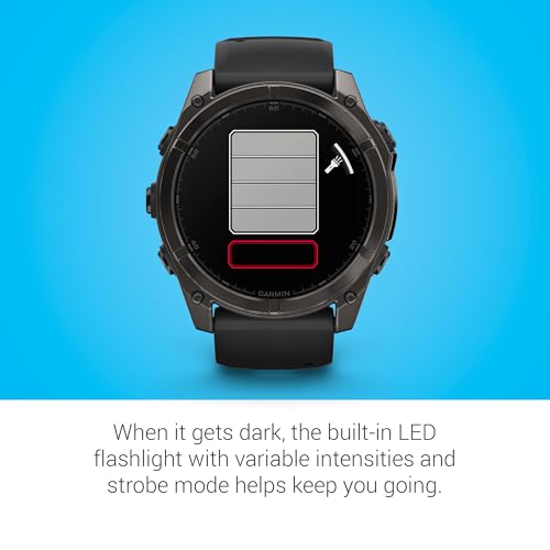 Image of Garmin Fenix 8, 51mm, AMOLED, Sapphire, Smartwatch, Carbon Gray Titanium with Black /Pebble Gray Silicone Band