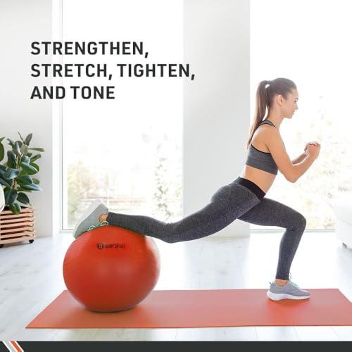 Image of Body Sport Exercise Ball with Pump for Home, Gym, Balance, Stability, Pilates, Core Strength, Stretching, Yoga, Fitness Facilities, Desk Chairs