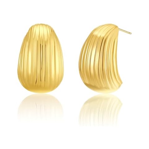 Apsvo Chunky Gold Hoop Earrings for Women, Thick Gold Hoop Earrings Lightweight Tear Drop Earrings Jewelry (Twist Gold) Cover