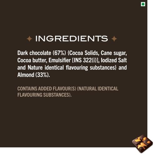 Image of Fabelle Loaded Secret, 33% Whole Visible Almonds in Luxury Dark Chocolate Bar, 115g (Pack of 2)