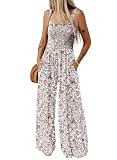 Dokotoo Combinaison d'Été sans Manche pour Femme Pantalon Salopette Motif Floral avec Poches Combishort Chic et Élégant, rose clair, M