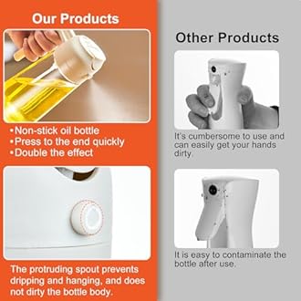 PARACITY Oil Dispenser Bottle for Kitchen, 2 in 1 Olive Oil Sprayer and Oil Dispenser, Oil Spray Bottle 500ML/ 17OZ for Cooking, Kitchen, BBQ, Air Fryer, Salad, Baking(1pcs White)