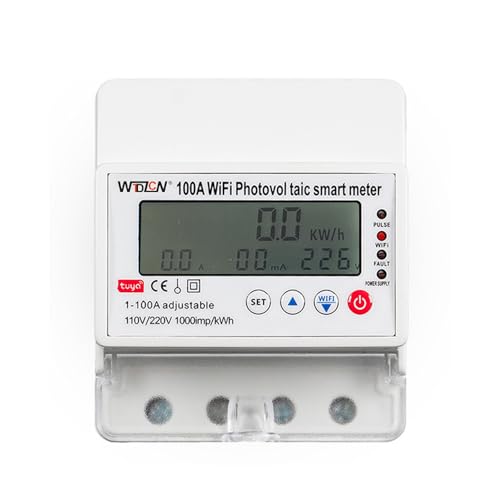 Tuya WiFi Contatore fotovoltaico intelligente Interruttore timer Contaore solare bidirezionale multifunzionale Apparecchi elettronici domestici Telecomando Bianco 89x77x77mm