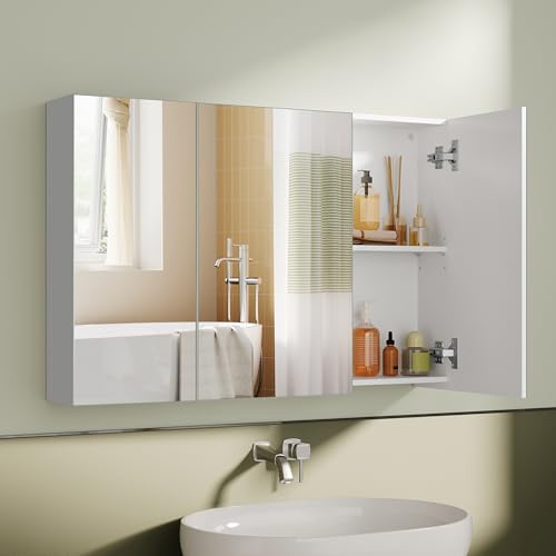 VASAGLE Kailyn Collection - Armoire Murale Salle de Bain, Style Moderne, 15 x 90 x 60 cm, Blanc BBK032W01