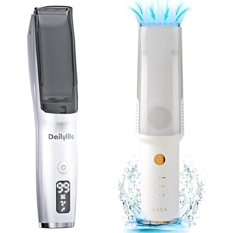 LUSN Baby Hair Clipper with Vacuum, Kids Hair Clippers Kit with 3 Guide Combs & 18 Piece, IPX7 Waterproof, Vacuum & Cordless Use for Baby Children Infant Cover