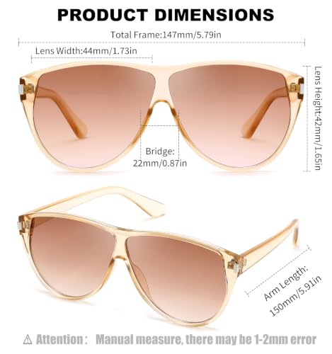 FEISEDY Oversized Sunglasses for Women Men, Retro 70s Large Sun Glasses — view 6