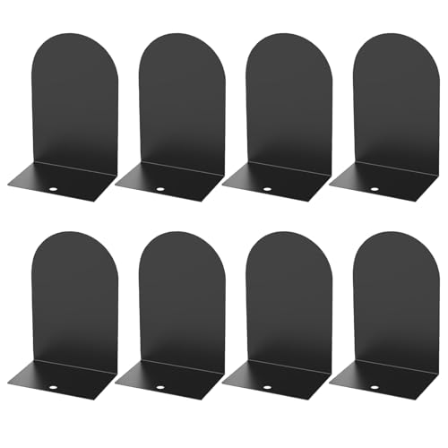 MerryNine Book Ends for Shelves, Metal Bookends for Shelves, 4 Pairs