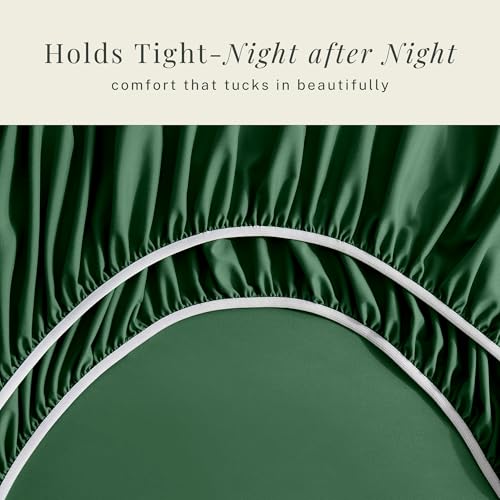 Image of Hearth & Harbor Bed Sheets, Luxury Soft 6 Piece Bed Sheet Set Extra Deep Pocket Fitted Sheets Fits Mattress up to 21 inch, Double Brushed Bedding Sheets & Pillowcases, Split King, Dark Green