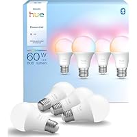 Philips Hue Essential Smart LED A60 (Confezione da 4), Lampadina smart con luce bianca e colorata...