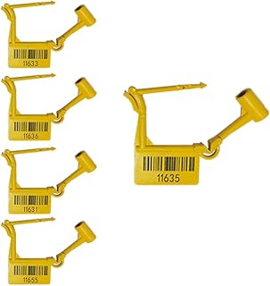 قفل امان بلاستيكي مرقم للعبث يمكن استخدامه لمرة واحدة لحقائب الامتعة والملابس اربطة امان بلاستيكية متعددة الاستخدامات ( قفل سيل كراش اصفر ، عدد 5 قطع ) - من كابر تريد