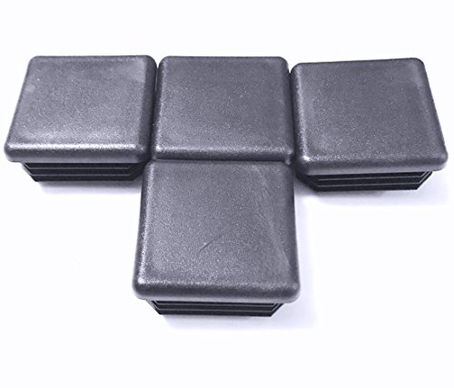 Made In Usa (Pack Of 4) - 1 1/2" - 1.5 Inch Square Black Plastic 10-14 Ga ( 1.29"-1.34" Id) Tubing Plug, End Cap -Steel Fence Post Pipe Tube Cover - Furniture Sliding Inserts - Fitness Eqpt End Caps #TOP1