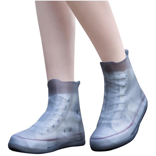 Generic Waterproof Silicone Rubber Shoe Covers Men Women Reusable Non-Slip Rain Boots for Cycling Hiking Fishing Camping Shoe Protectors (Grey, Large)
