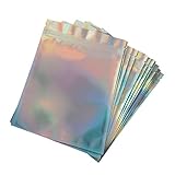 COLLBATH 100個 柿渋ハッスイ米袋 片面透明バリアタイプ 箔ラッパーツールバッグ 箔マイラーバッグ ジッパー 保冷ポーチ 镭射デザイン アルミ袋 グラインダー タバコ アルミホイル ラミジ