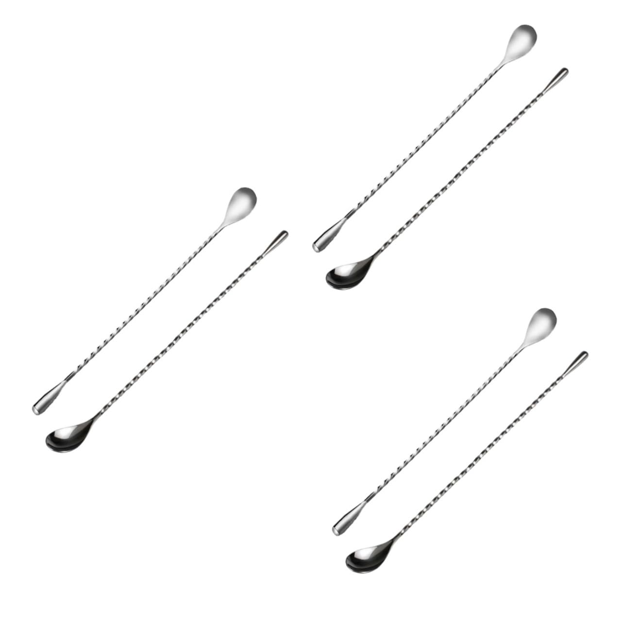 MAGICLULU 3 Set Eleganti Cucchiai Da Bar A Spirale in Acciaio Inox Per Mescolare Bevande Per Cocktail Per Forniture Da Bar 2 Pezzi * 3