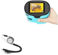 BoxWave Cable Compatible with KEXWAXX 1000X Pocket Microscope for Kids (KX-1000-CY) - AllCharge miniSync, Retractable, Portable USB Cable - Jet Black