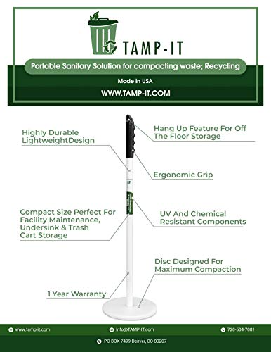 TAMP-IT Touchless Manual Trash Compactor, Safely Manage Overflowing Trash & Recycling (24" - 5 1/2" D)