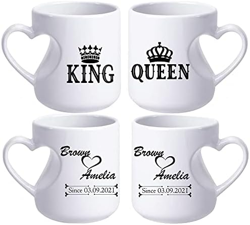 Personalized Disney Coffee Mugs Couple Love Coffee Ceramic Mug Set Gift for Him and Her Matching Couples Valentines Bride and Groom Engagement Wedding Married Couple Anniversary Porcelain Cups