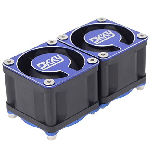 DKKY RC Motor Cooling Fan Heatsink 2Pcs DIY Kit for TRX4 ARRMA Axial 1/10 1/8 1/5 RC Model Car Upgrade Parts (Blue)