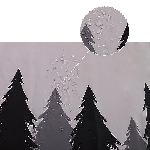 RV Shower Curtains Forest Mountain Happy Camper, Cloth Fabric RV Bathroom Decor Curtain Sets with Hooks 47WX64H Inches (Grey Black) by Careyoungs - Image 7