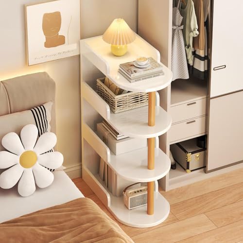 Table basse étroite en bois avec 4 étagères de rangement pour petit espace