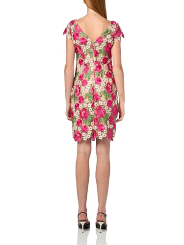 Image of Xscape Women's Short Sleeve Floral Lace Embroidered Sheath Midi Dress